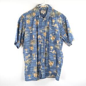 Campia Moda S Hawaiian Shirt Mens Blue Tropical Cocktail Print Button Up